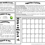 Calendrier à envoyer aux parents