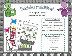 Sudoku médiéval - Atelier mathématique - Préscolaire , 1er cycle du primaire
