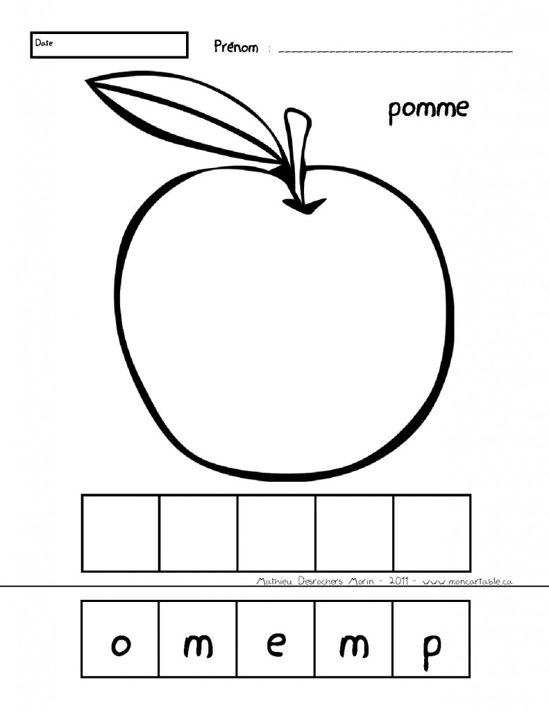 Le mot pomme à reconstituer RapidoPrésco